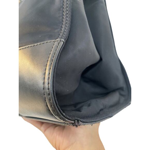 Tory Burch Ella Tote Lg Nylon/leather Dbl Handles Black - Picture 4 of 14